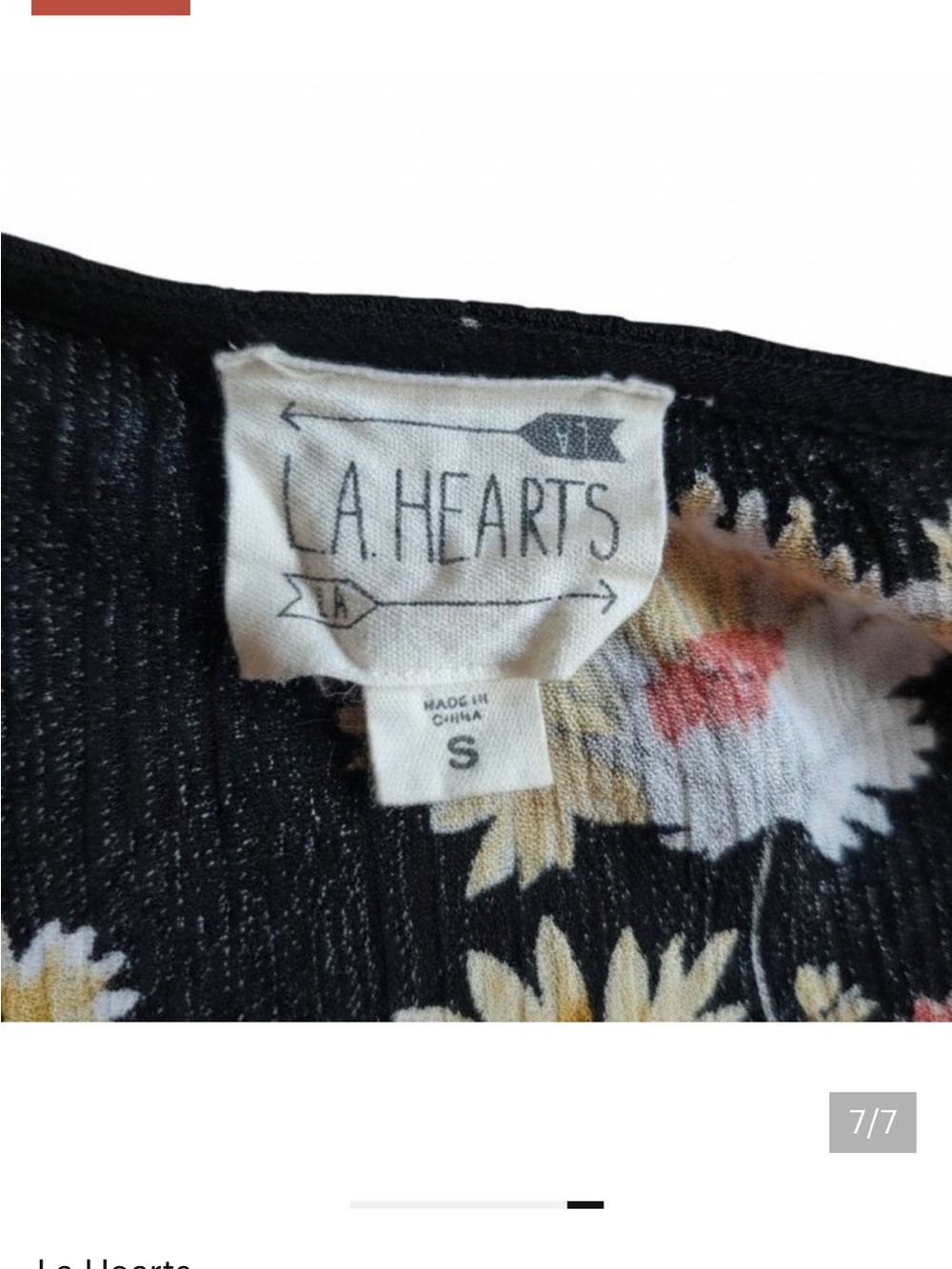 La Hearts Black Lace-Up Floral Peplum Crop Top Size Small - Picture 7 of 7